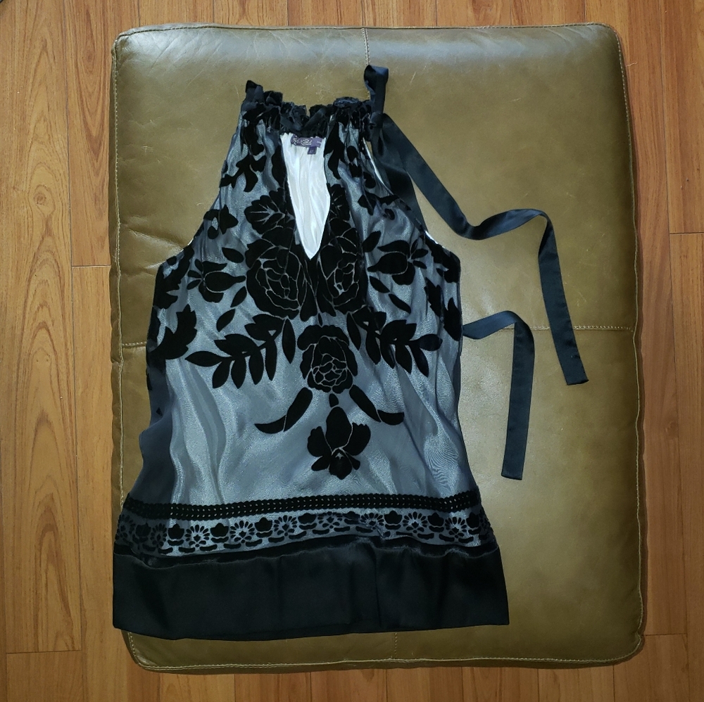 Hale Bob Silk Halter with Tie Neck Size XS